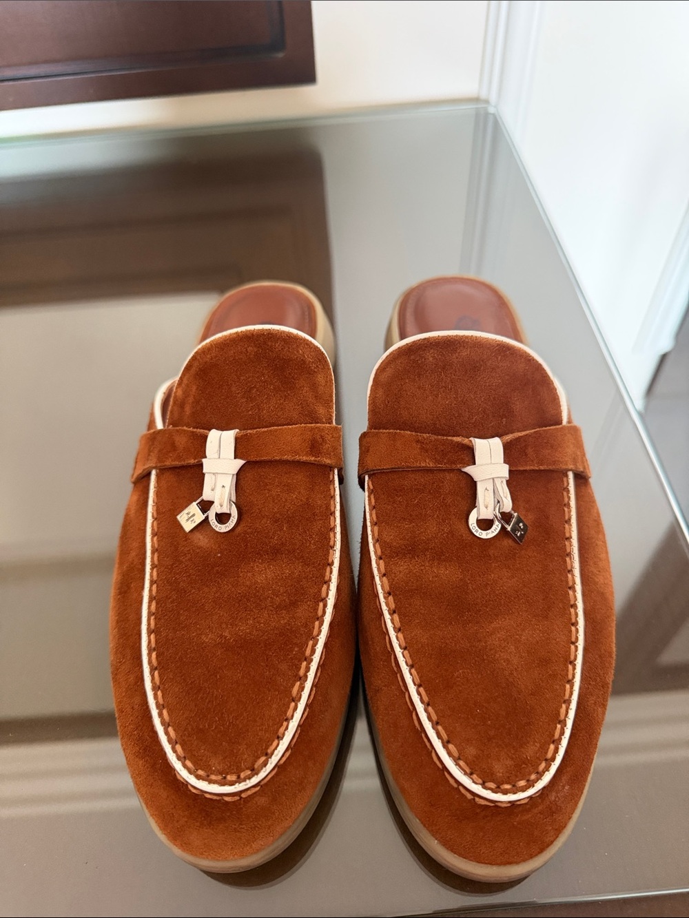 Suede Slip-On Loafers in Chestnut Brown